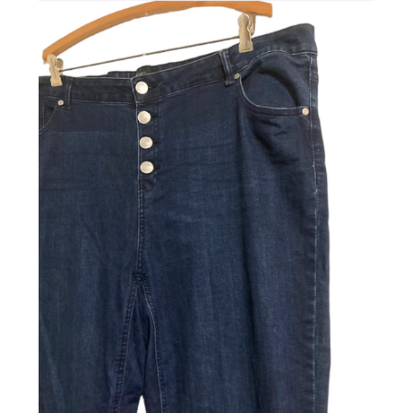 Simply Emma DARK WASH Skinny Jeans - Button High Waisted Denim Jeans - Size 20W - Picture 3 of 5